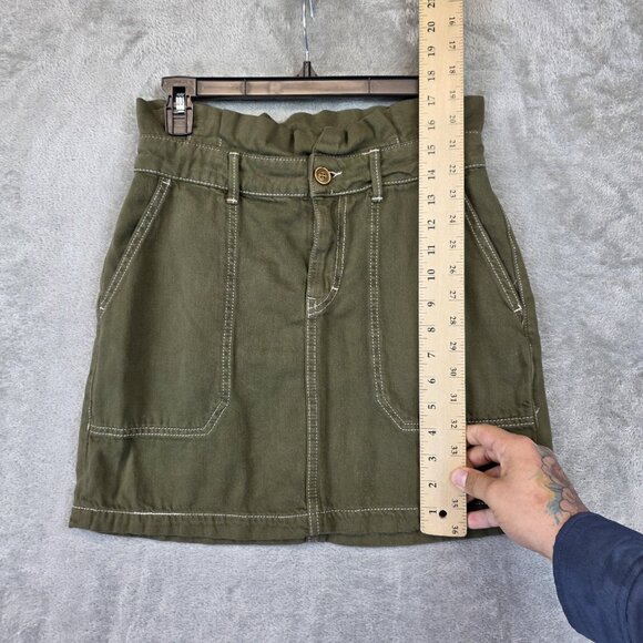 Free People Skirt Womens 6 Green Utility Paperbag Waist Pockets Mini Casual - Picture 8 of 9